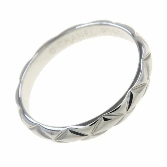 CHANEL Matelasse Small Band Ring size US4 EU47 Platinum PT950 Auth - Picture 5 of 9